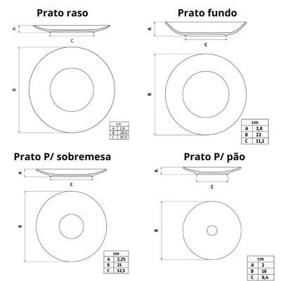 Aparelho de Jantar Sophia 16 Peças Tramontina Porcelana Branca Mesa Posta 4 Pessoas