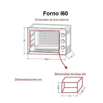 Forno Elétrico De Bancada 60Litros Fogatti Black I60Preto 220V