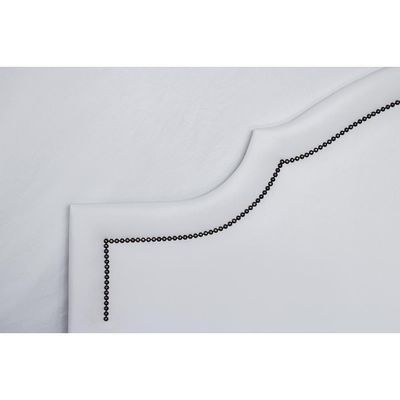 Cabeceira Casal Provençal Luxo 140x60 Courino Branco - Tachas Fumê