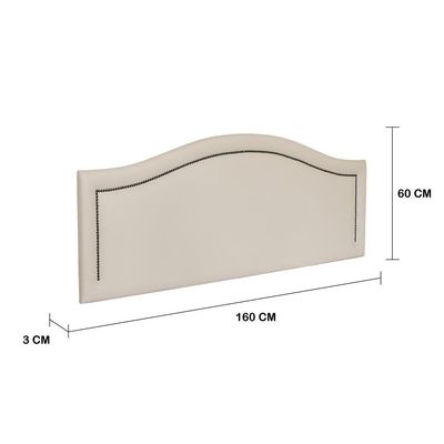Cabeceira Queen Curva Luxo 160x60 Courino Off White - Tachas Fumê