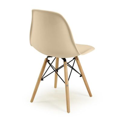 Conjunto 12 Cadeiras Charles Eames Eiffel Wood Base Madeira - Nude