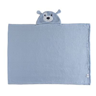 Manta / Cobertor Infantil com Capuz Cachorro Azul -Pimpolho