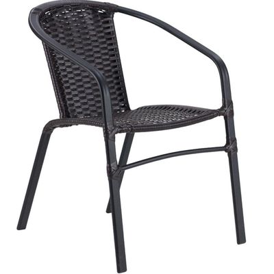 Kit 4 Cadeiras Alumínio E Mesa Tampo Varanda Jardim Piscina Preto