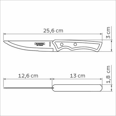 Faca Para Churrasco Jumbo Tramontina Em Inox E Cabo Em Madeira Polywood Castanho 5"