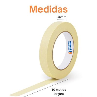 Kit 6 Fita Crepe 18mmx10m Uso Geral Resistente Alta Fixação Pintura Artesanato Escolar
