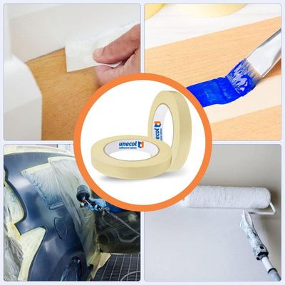 Kit 6 Fita Crepe 18mmx10m Uso Geral Resistente Alta Fixação Pintura Artesanato Escolar