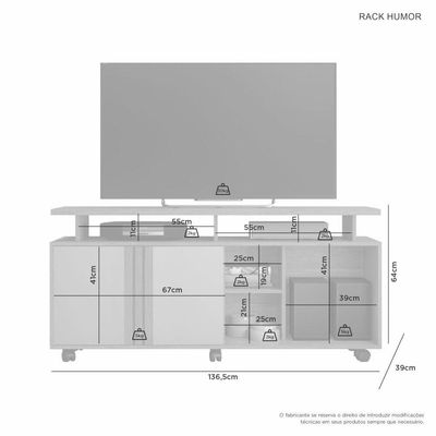Rack Para Tv Até 58 Polegadas Humor Jcm Móveis Cinamomo-off White