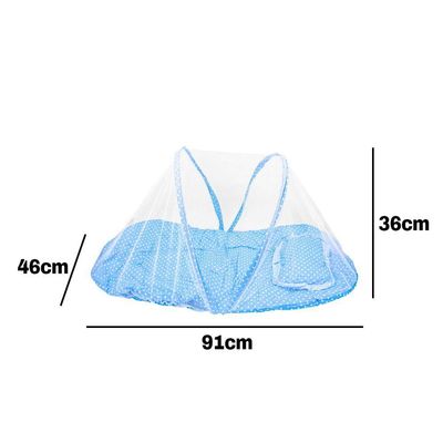 Mini Berço De Bebe Portatil Com Mosquiteiro Ninho Acolchoado Azul