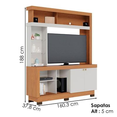 Estante Home Tv 50 Pol 2 Portas 161 Cm Valenca Freijo Off White Colibri