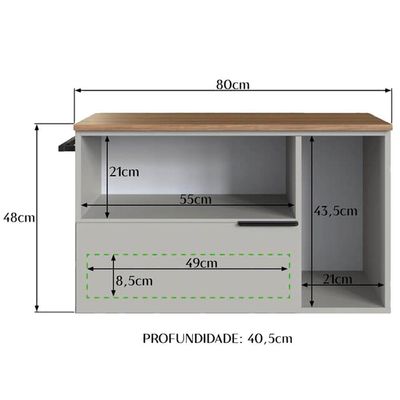 Gabinete Para Banheiro 02 Portas 01 Gaveta 80cm Mel Arenas Proddy Mel