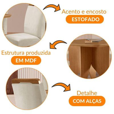 Mesa Evora 90 Mdf Com 4 Cadeiras Athenas Veludo Creme Naturalle