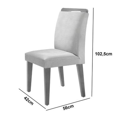 Mesa Evora 90 Mdf Com 4 Cadeiras Athenas Veludo Creme Naturalle