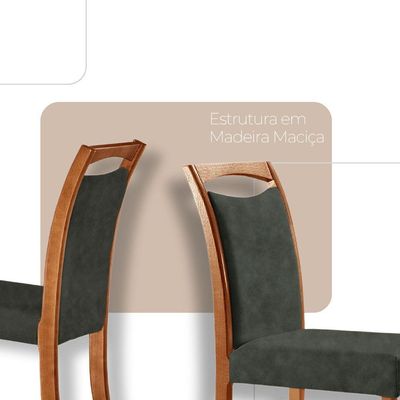 Mesa Ane 180 Tampo Laminado Barril Com 6 Cadeiras Munique Jade Imbuia Natural
