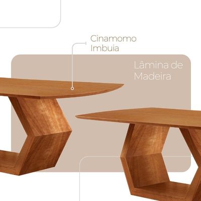 Mesa Ane 180 Tampo Laminado Barril Com 6 Cadeiras Munique Jade Imbuia Natural