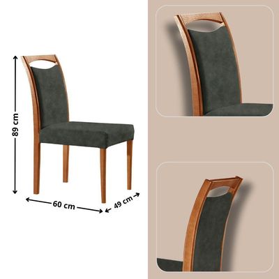 Mesa Ane 180 Tampo Laminado Barril Com 6 Cadeiras Munique Jade Imbuia Natural