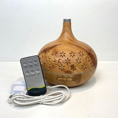Umidificador Aromatizador Purificador De Ar Aroma Difusor Luz Led Controle Remoto Cuia Flores Marfim