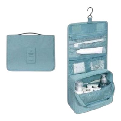Necessaire Em Nylon Organizadora Higiene Para Viagem Azul Piscina