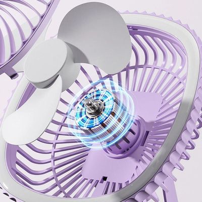 Mini Ventilador De Mesa Luz Ring Light Usb Portátil Potente Silencioso Lilás