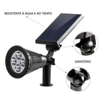 Luminaria Espeto 3w Solar Jardim 4 Leds Rgb Colorido Gramado