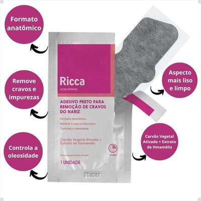 Ricca Adesivo Preto Para Remoção Cravos Do Nariz 3pcs