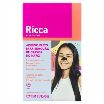 Ricca Adesivo Preto Para Remoção Cravos Do Nariz 3pcs