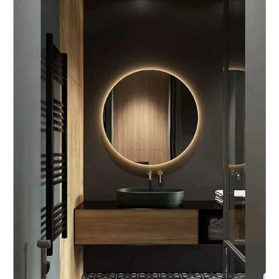 Espelho Decorativo Redondo LED Branco Frio Ou Quente Com Suporte Branco Quente