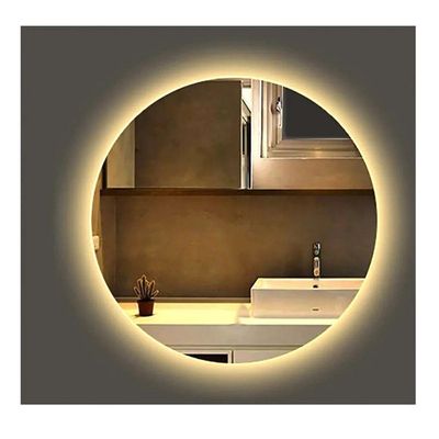Espelho Decorativo Redondo LED Branco Frio Ou Quente Com Suporte Branco Quente