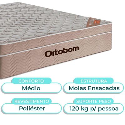 Conjunto Cama Box Bau Blindado Queen + Colchão Molas Ensacadas Airtech Ortobom