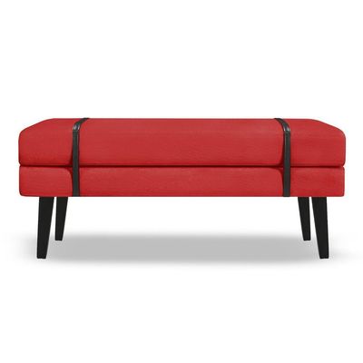 Banco Estofado Viena 1,40m Suede Vermelho - Inova Decorações