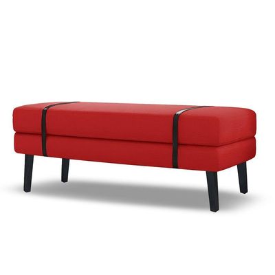 Banco Estofado Viena 1,40m Suede Vermelho - Inova Decorações