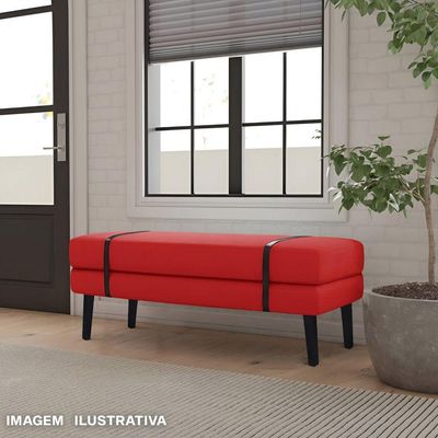 Banco Estofado Viena 1,40m Suede Vermelho - Inova Decorações