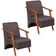 Kit 2 Poltrona Venus 1 Lugar Braço Madeira Maciça Tecido Suede Unidecor Marrom