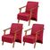 Kit 3 Poltronas Venus 1 Lugar Braço Madeira Maciça Tecido Suede Unidecor Vermelho