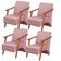 Kit 4 Poltronas Venus 1 Lugar Braço Madeira Maciça Tecido Suede Unidecor Rosa