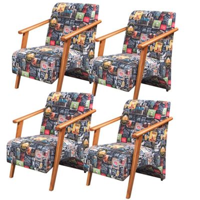 Kit 4 Poltronas Venus 1 Lugar Braço Madeira Maciça Tecido Suede Unidecor Retro Bar 107