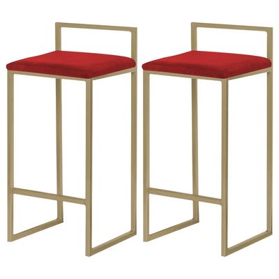 Kit 2 Banqueta Decorativa Selena Base Gold Veludo Vermelho - Gran Belo