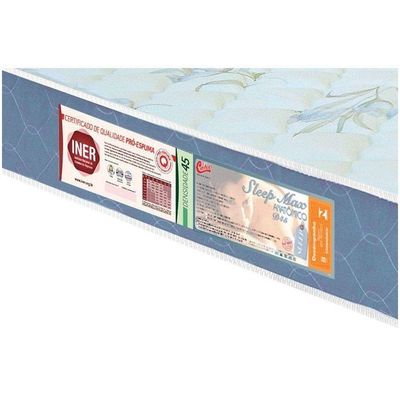 Colchão Solteiro Sleep Max Espuma D45 96X203X15Cm Branco/Azul - Castor