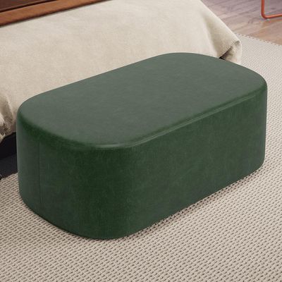 Puff Decorativo Orgânico Para Living Quarto 100cm Doha W01 Couríssimo Verde Musgo - Lyam Decor