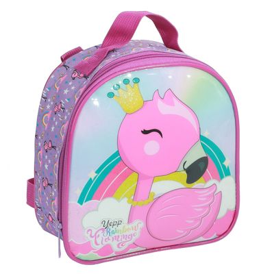 Kit Mochila Infantil Estojo e Lancheira Flamingo Lilás Yepp