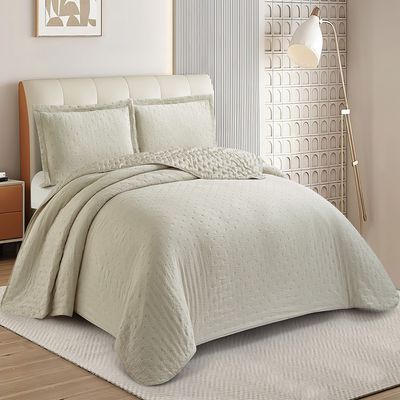 Kit Cobre Leito Colcha Anarruga 3 Peças Queen 240x260cm Fendi Sonhare