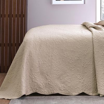 Kit Cobre Leito Queen 3 Peças 260x240cm Ipê Bege Jolitex