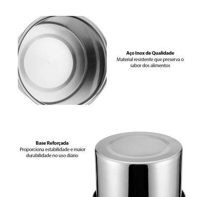 Porta Mantimentos Aço Inox Lata com Tampa Armazenar Kit 6un