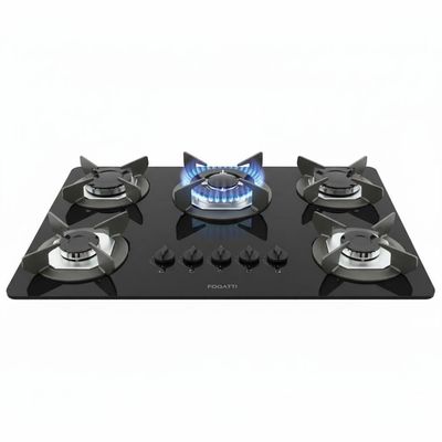 Cooktop Fogatti Safe 5 Bocas Tripla Chama GLP Preto Bivolt