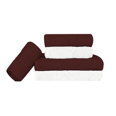 Kit de Toalha Banho Rosto Tapete 5 Peças Malbec e Branca Max Sonhare Ouro - Sultan