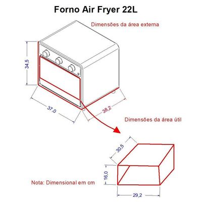 Forno Air Fryer 22l Fogatti - Multifunções Preto 110V