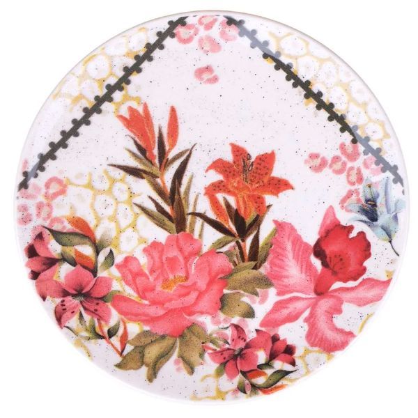 Prato de Sobremesa Oxford em Cerâmica Buquê Tropical 18,5cm Prato de Sobremesa Oxford em Cerâmica Buquê Tropical 18,5cm