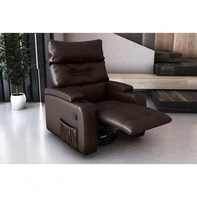 Poltrona Do Papai Reclinável E Giratória Luxo Premium Commander Matrix Sintetico Marrom