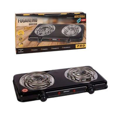 Fogareiro Elétrico 2000w Preto Fogão Portátil 2 Bocas 220V