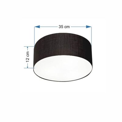 Plafon Cilíndrico Md-3046 Cúpula Em Tecido 35x12cm Preto - Bivolt