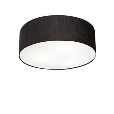 Plafon Cilíndrico Md-3046 Cúpula Em Tecido 35x12cm Preto - Bivolt